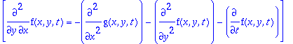 TABLE([Solved = [diff(f(x,y,t),x,y) = -diff(g(x,y,t...