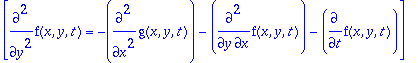 TABLE([Solved = [diff(f(x,y,t),`$`(y,2)) = -diff(g(...