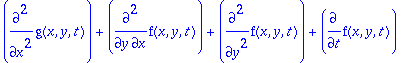 sys := [diff(g(x,y,t),`$`(x,2))+diff(f(x,y,t),x,y)+...