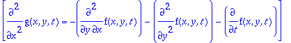 TABLE([Solved = [diff(g(x,y,t),`$`(x,2)) = -diff(f(...